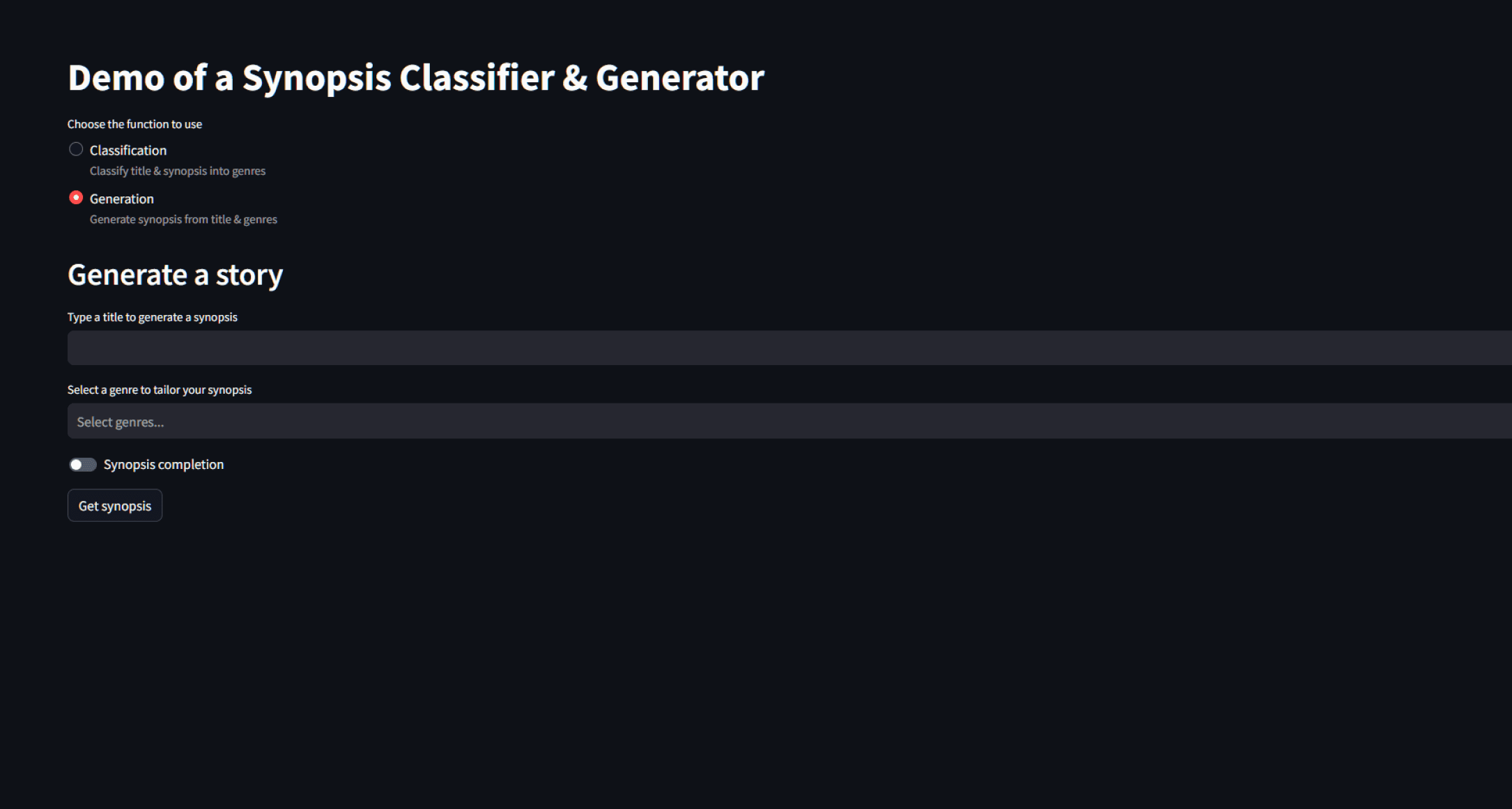 A screenshot of an app homepage